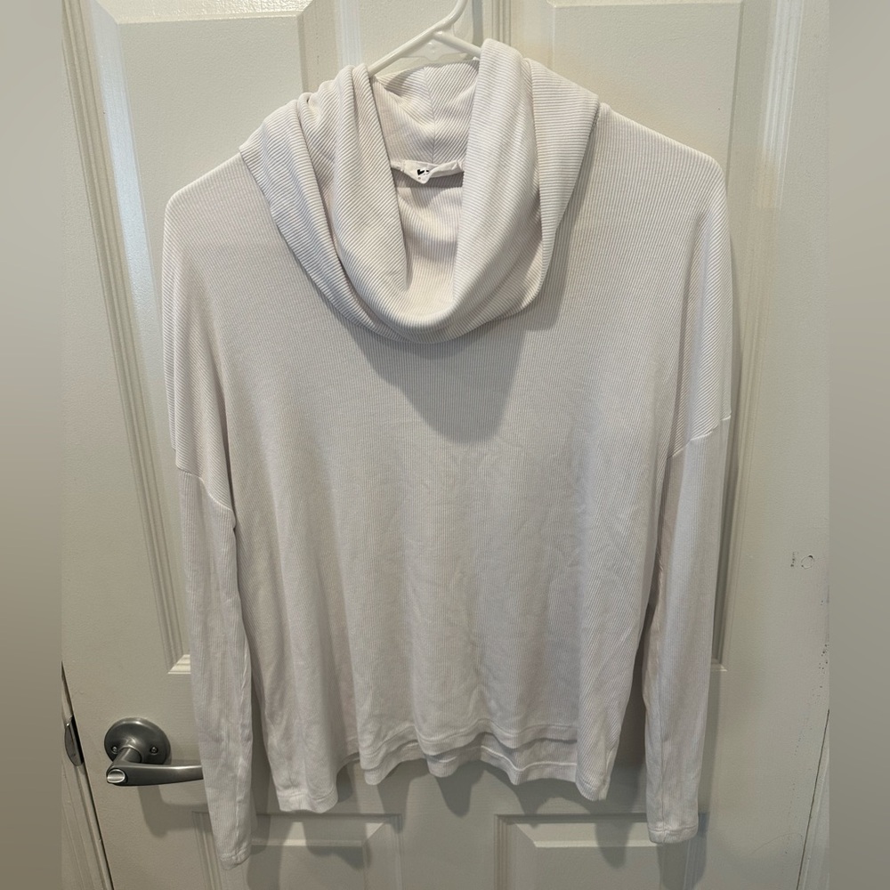 LNA ribbed turtleneck long sleeve in white, small